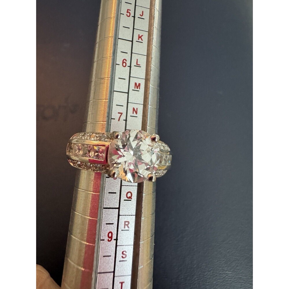 HMI 925 Round Solitaire Stone With Round Accent Stone CZ Size 8